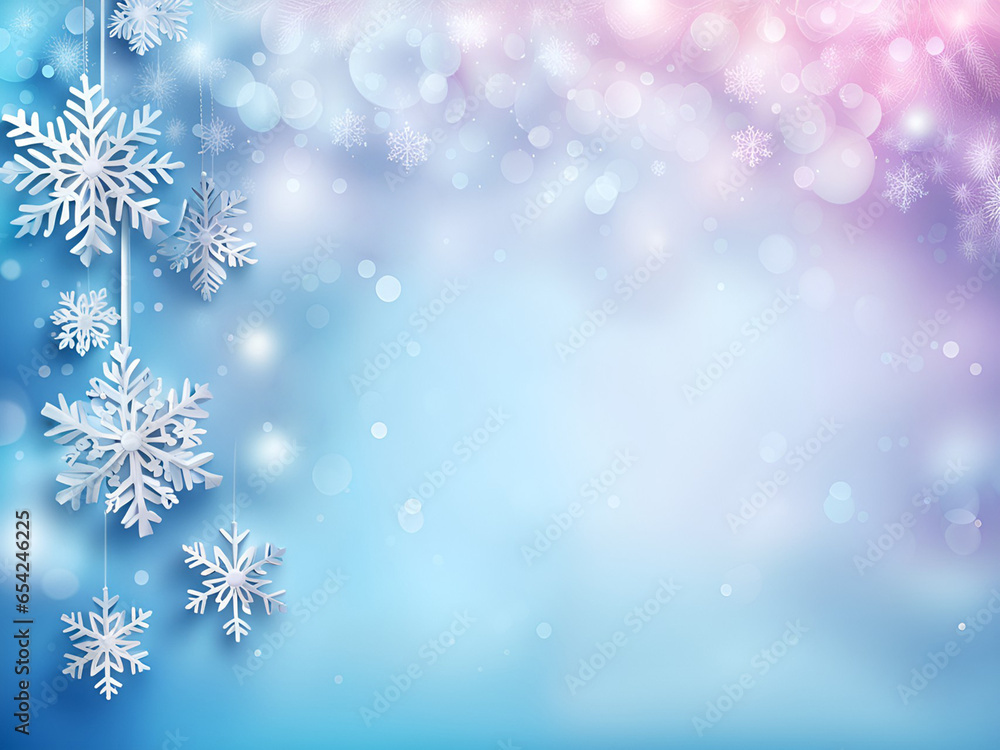 Winter snowflakes. Paper cut background with copy space and bokeh. Winter snowflakes. Paper cut background with copy space and bokeh.