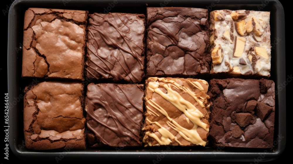 Chocolate brownies with different fillings . Generative Ai Chocolate brownies with different fillings . Generative Ai
