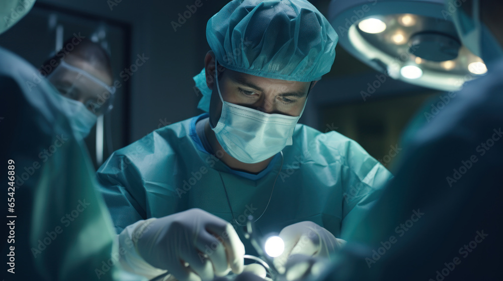 A surgeon in an operating room A surgeon in an operating room