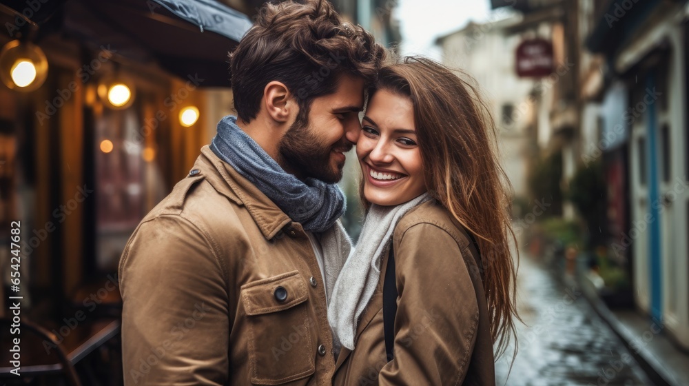 Young loving couple embracing while spending their time together Young loving couple embracing while spending their time together