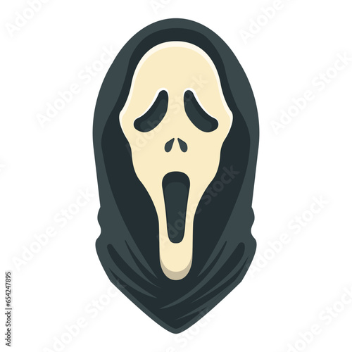 Spooky scream mask. Horror movie  mask.Vector illustration of mask for halloween.