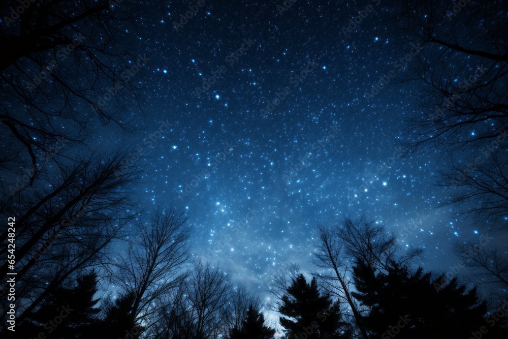 Naklejka premium A starry night sky with the Milky Way stretching across, evoking a sense of wonder and awe.