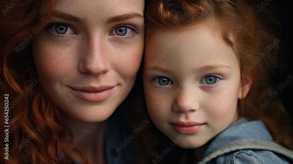 Close up portrait of mother and daughter