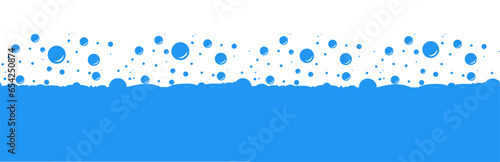 Obraz na płótnie Bubbles soda horizontal seamless pattern. Сarbonated blue water texture w salonie