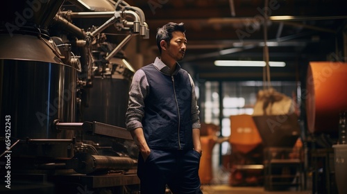 Japanese owner standing at his coffee roastery