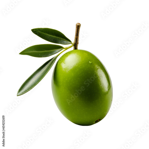 A Single Olive Isolated on Transparent or White Background