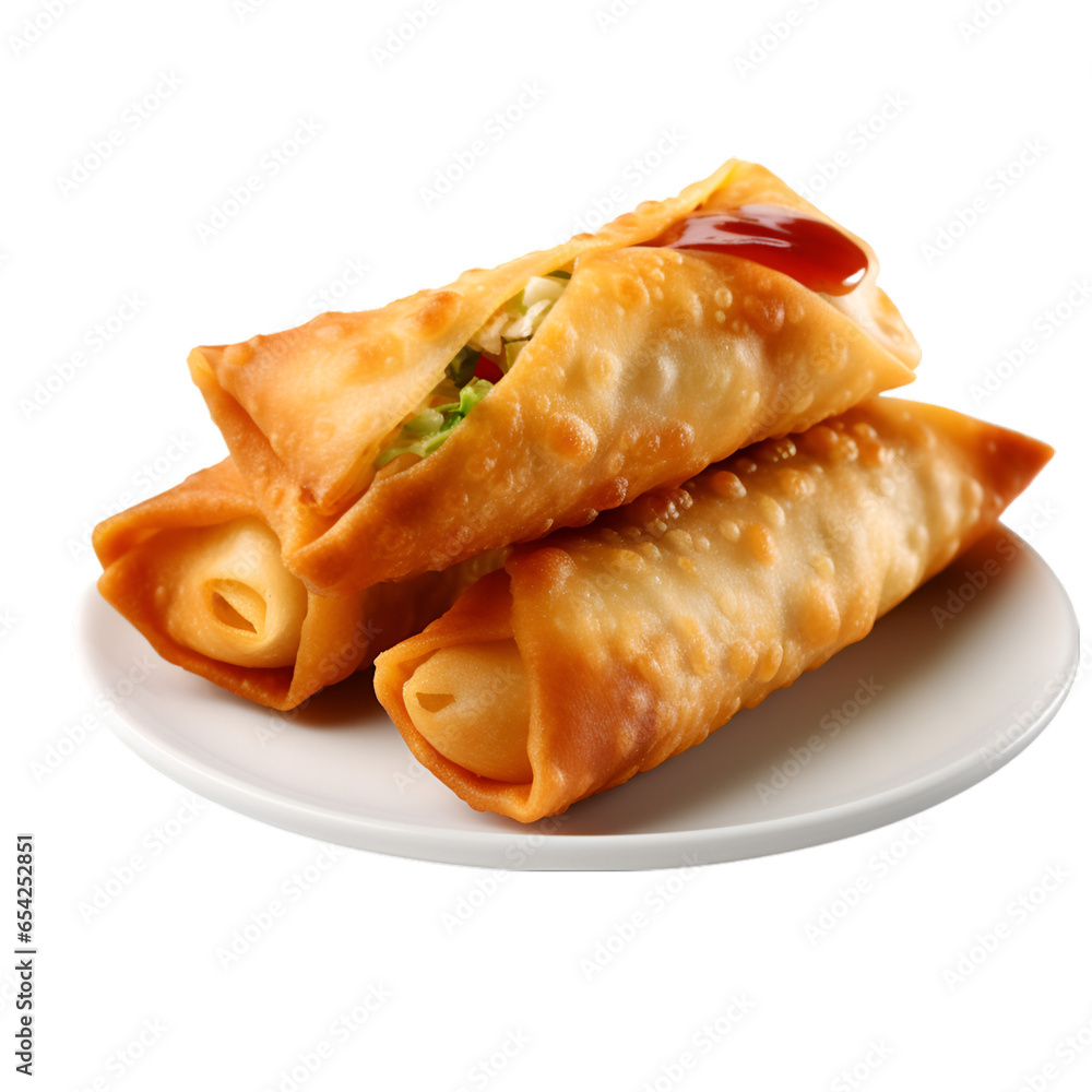 Single Egg Roll Isolated on Transparent or White Background Single Egg Roll Isolated on Transparent or White Background