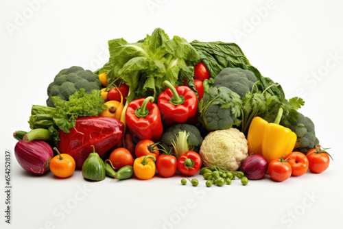 Fresh raw vegetables on white background.