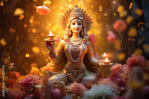 Beautiful and colorful decorative goddess laxmi sculpture. photo