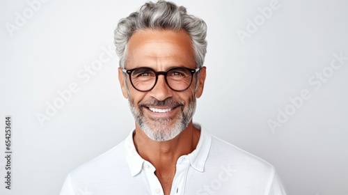 Portrait of happy mature man wearing spectacles 