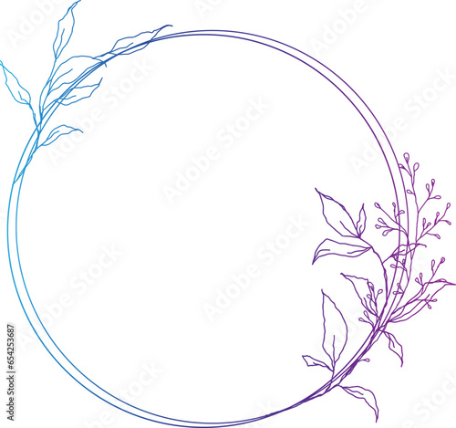 Floral wreath frame minimal design for wedding invitation or brand logo.