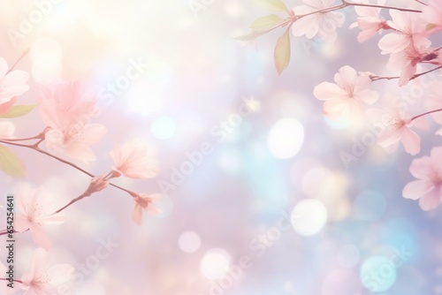 Blurred spring summer light with delicate pastel colors and soft circular lights. Beautiful backdrop illustration. Generative AI © Sariel
