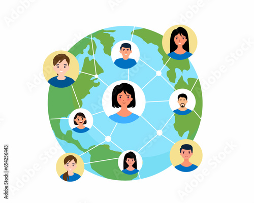 Business people connecting to each other around the globe for business confrence meeting