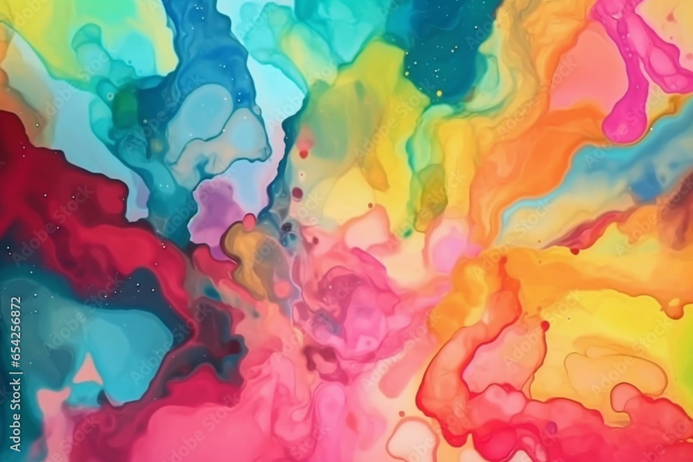 Colorful watercolor background with fluid texture. Generative AI