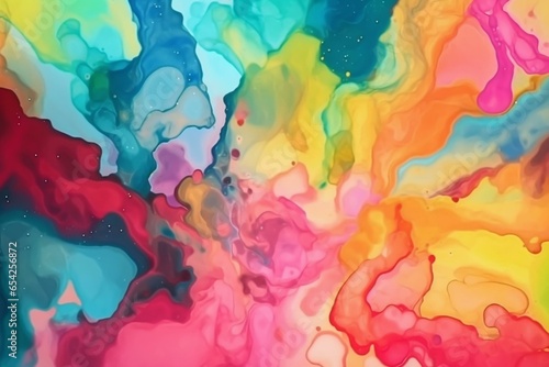 Colorful watercolor background with fluid texture. Generative AI © Galatea