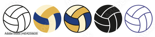 Volleyball balls in different styles. A set of volleyball balls. Vector image of volleyball balls.