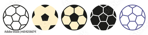 Soccer balls in different styles. Set of soccer balls. Vector image of soccer balls.