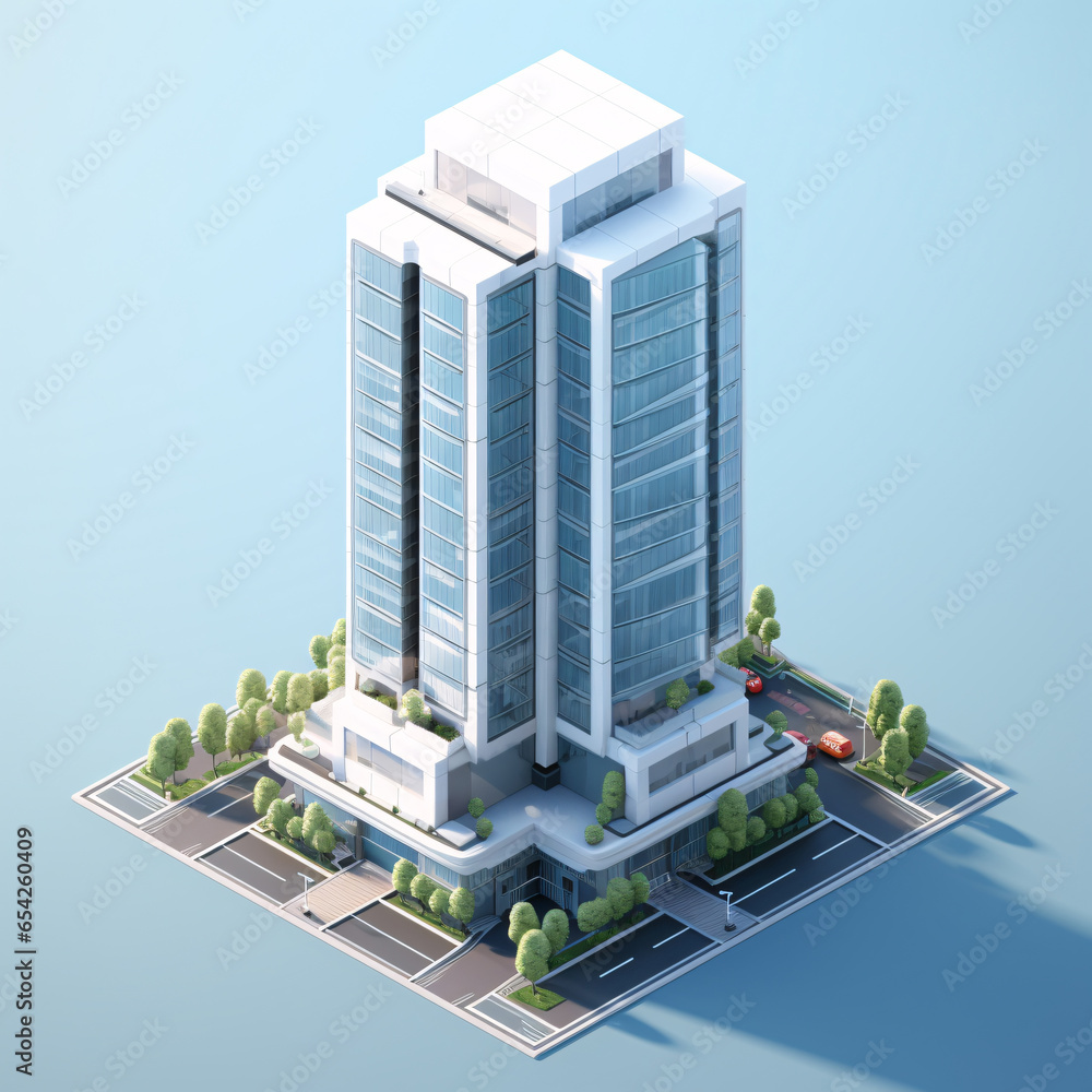 Isometric business glass office building. Isometric modern architecture design. Sustainable green building. Office with green environment. Eco-friendly skyscraper corporate building. Isometric business glass office building. Isometric modern architecture design. Sustainable green building. Office with green environment. Eco-friendly skyscraper corporate building.