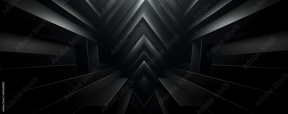 Obraz premium fond noir abstrait géométrique et symétrique - format panoramique