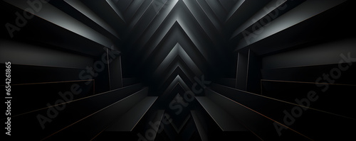 fond noir abstrait géométrique et symétrique - format panoramique