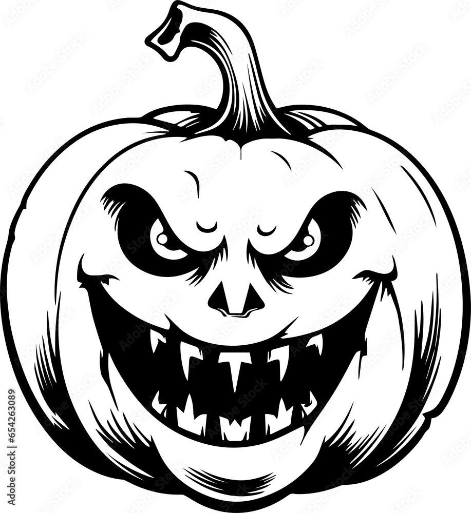 Fototapeta premium Hand drawn Scary halloween pumpkin, Halloween pumpkins illustration