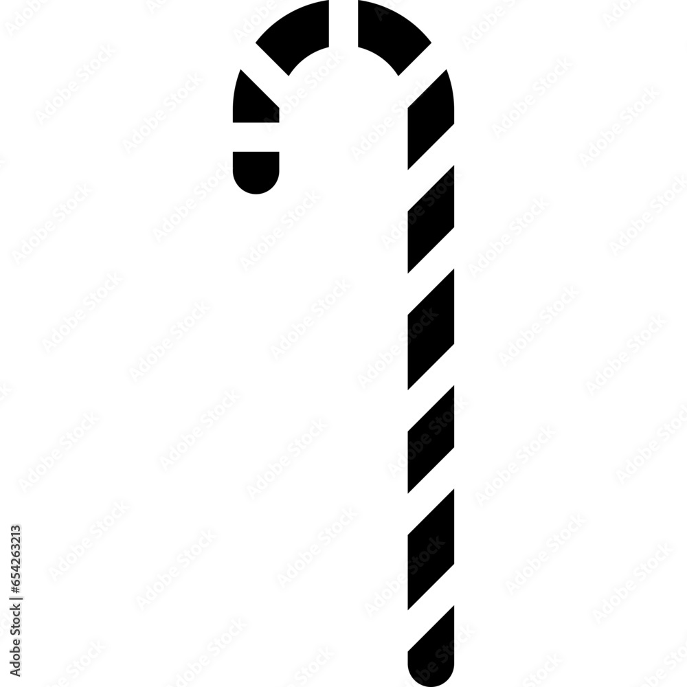 Candy cane icon on transparent background