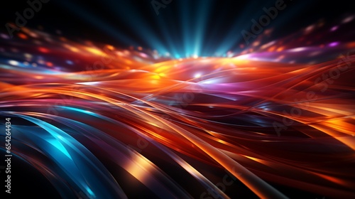 abstract multicolor spectrum background, bright orange blue neon rays and colorful glowing lines.