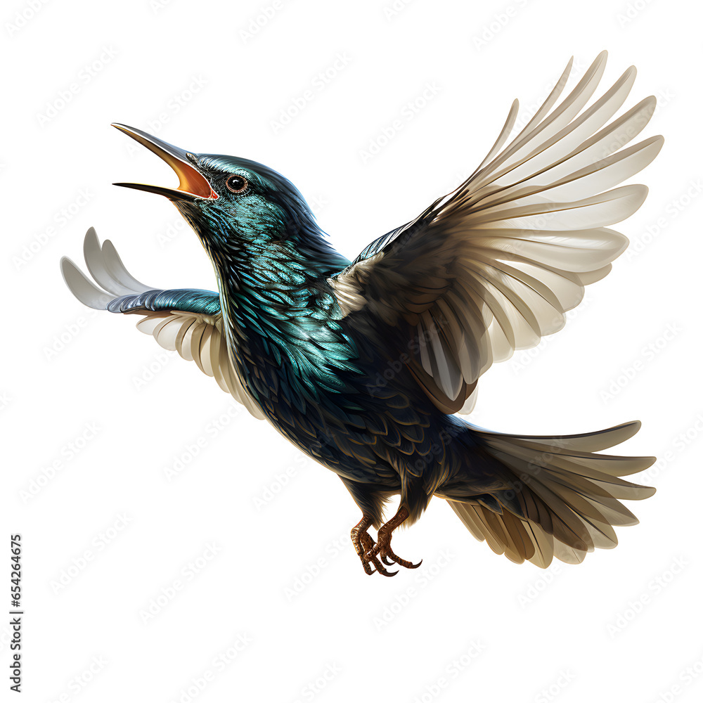 Obraz premium Cute bird flying up isolated on transparent background