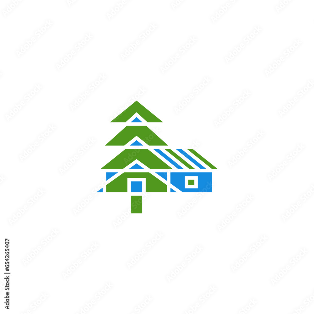Pine tree house logo design. Pine tree house logo design.