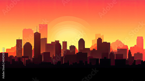 city skyline at sunset banner with copy space