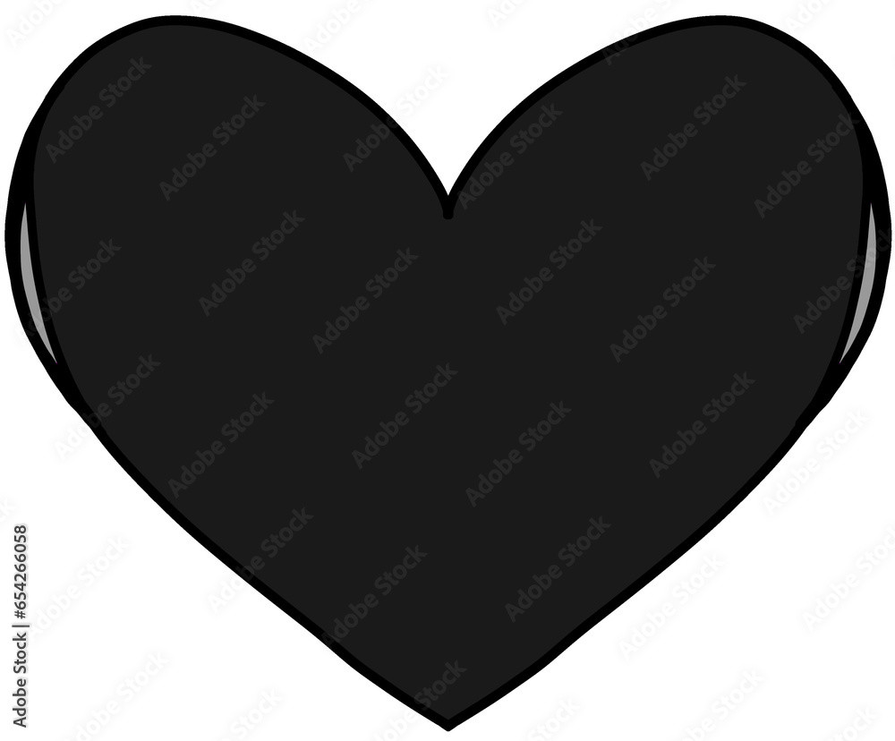 Black heart digital cute comic doodle isolated element illustration,Valentine day concept,Love Sign Black heart digital cute comic doodle isolated element illustration,Valentine day concept,Love Sign