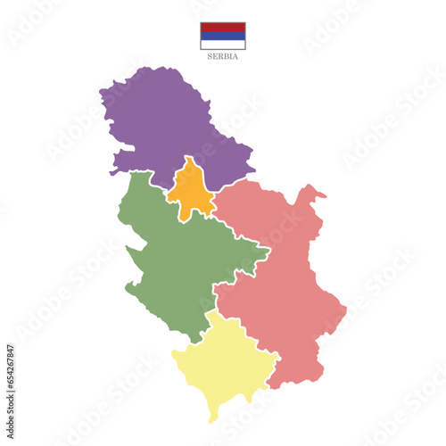 Silhouette and colored Serbia map photo