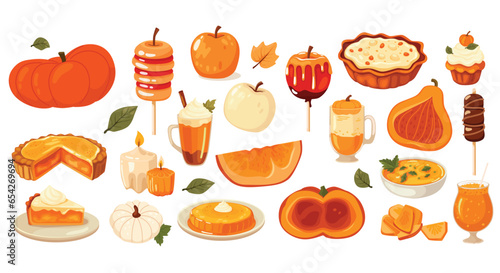 Autumn pumpkin set. Autumn mood.