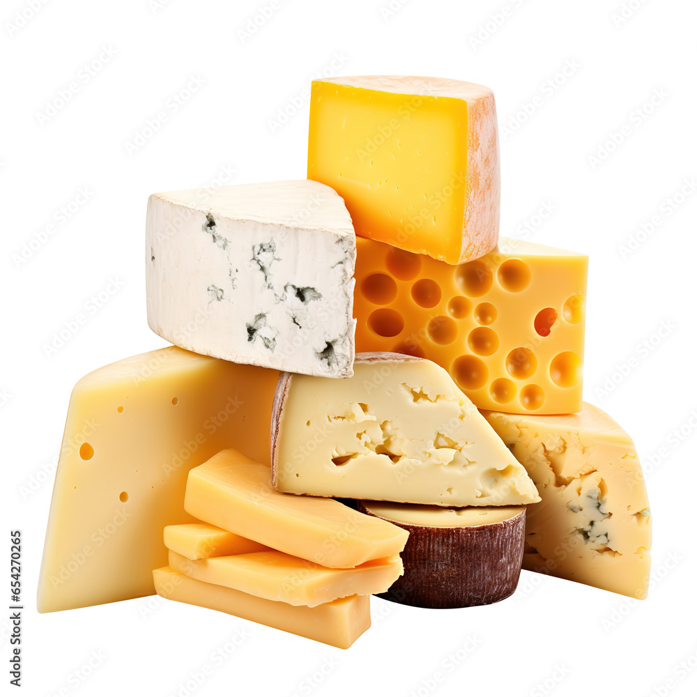 various types of cheese isolated on transparent background Remove png, Clipping Path