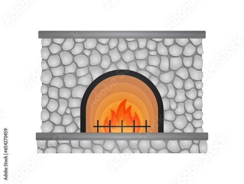 Vector fireplace isolated on white background