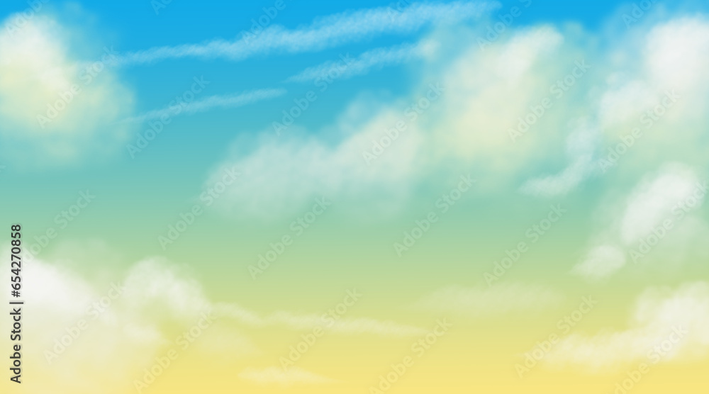 Background with sky and clouds. Atmosphere Full natural event. Digital illustration.