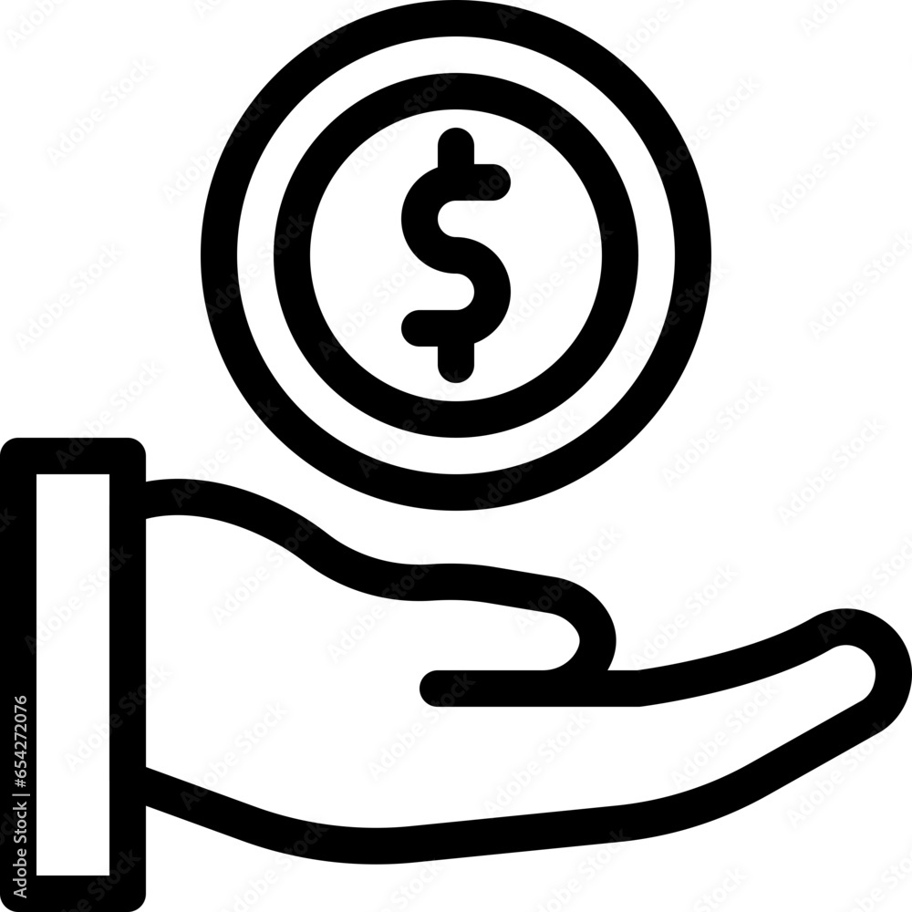Cash payment icon on transparent background Cash payment icon on transparent background