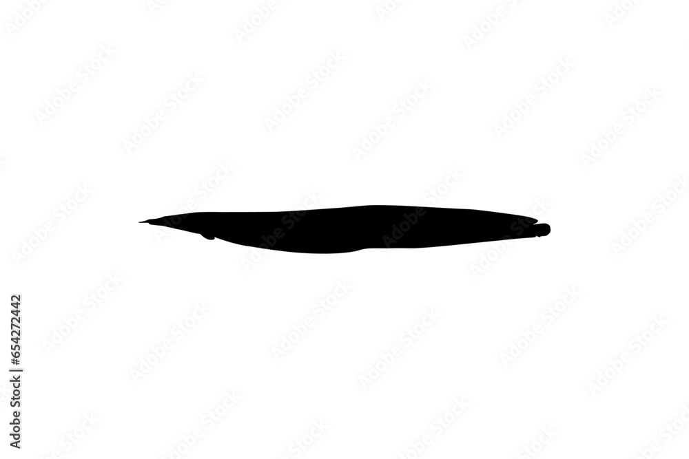 Silhouette of the fire eel (Mastacembelus erythrotaenia) is a relatively large species of spiny eel, can use for art Illustration, logo type, pictogram, website, or graphic design element. Vector Silhouette of the fire eel (Mastacembelus erythrotaenia) is a relatively large species of spiny eel, can use for art Illustration, logo type, pictogram, website, or graphic design element. Vector