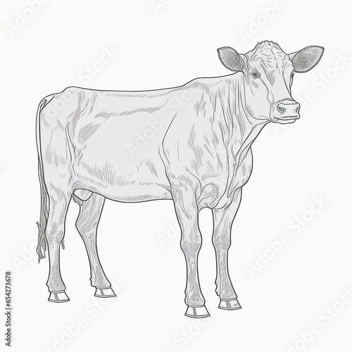 Cow whole-body outline coloring is simple and minima