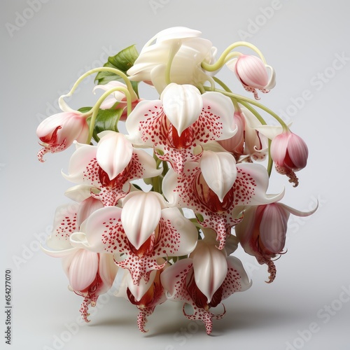 Full View Coryanthes Orchid On A Completely , Isolated On White Background, For Design And Printing photo