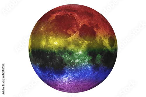 Full Moon with LGBT colors. "Elements of this image furnished by NASA ", png isolated background, transparent backdrop, LGBT veya GLBT ya da LGBTQ+ colors full moon
