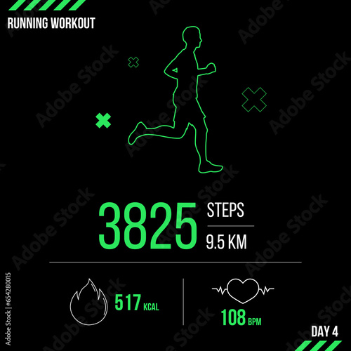 Fotografija Running exercise work-out gadget, vector illustration