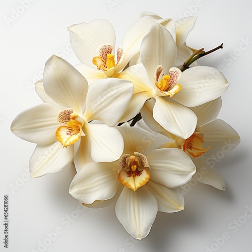 Full View Vanilla Orchid On A Completely , Isolated On White Background, For Design And Printing