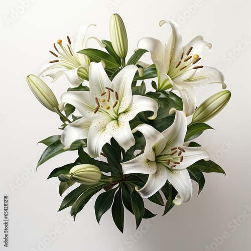 Full Viewlily Lilium Spp. On A Completely   Isolated On White Background  For Design And Printing