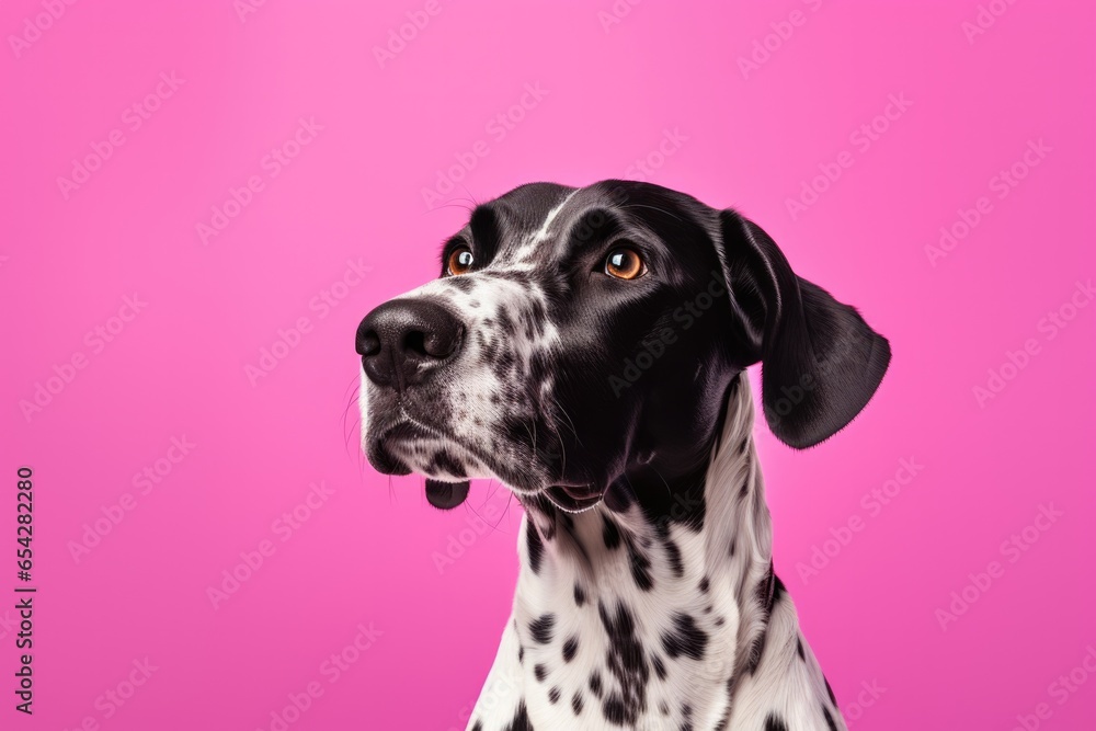 Dog portrait on coloured studio background.
