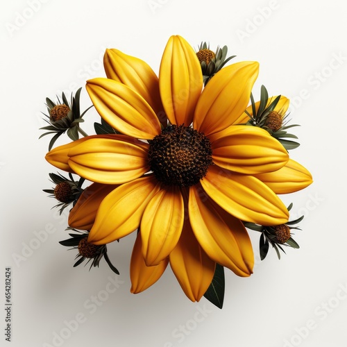 Full Viewblack-Eyed Susan Rudbeckia Spp. , Isolated On White Background, For Design And Printing