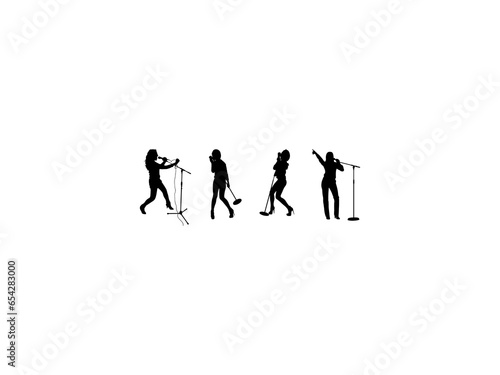Female Singer Silhouette Vector On White Background
