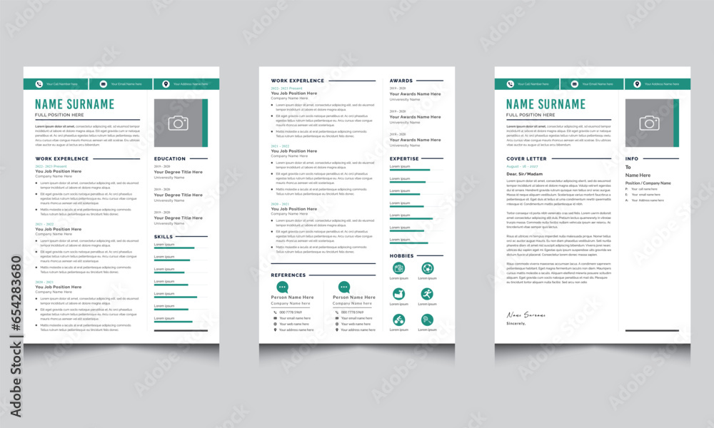 clean and modern resume portfolio or cv template and Curriculum Vitae Design