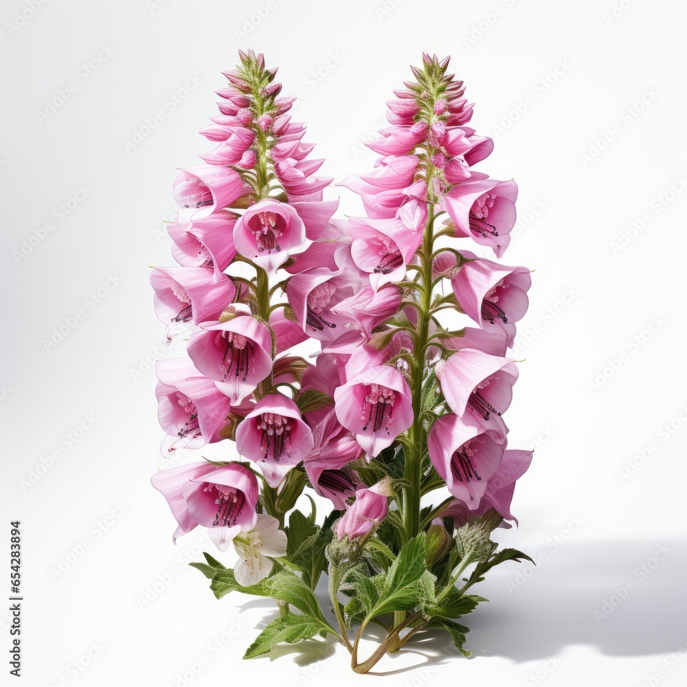 Fototapeta premium Full Viewfoxglove Digitalis Spp. , Isolated On White Background, For Design And Printing