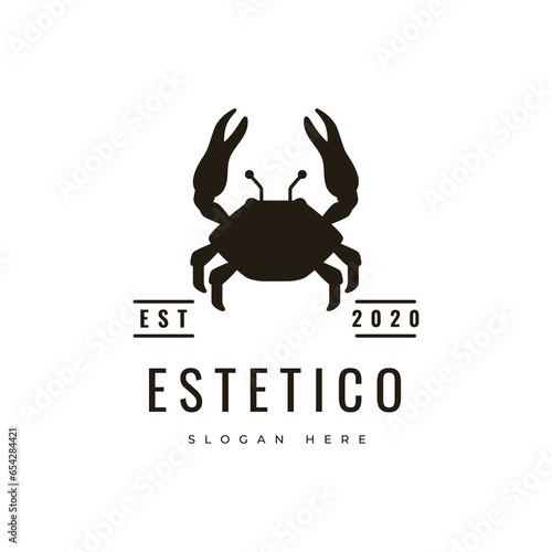 seafood minimal vintage restaurant crab premium fresh logo design vector graphic illustration